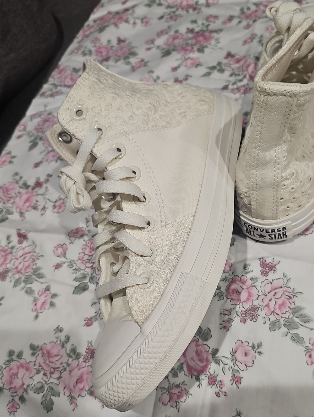 Cream Converse All Star Chuck Taylor High Tops 8.5 - Picture 11 of 16